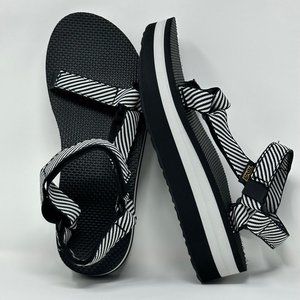 Teva Womens Flatform Universal Sandals Y2K Size 10 Candy Stripe Black White